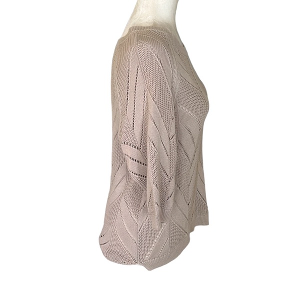 Trina Turk Beige Pointelle Knit Chevron Sweater - S - Picture 5 of 13